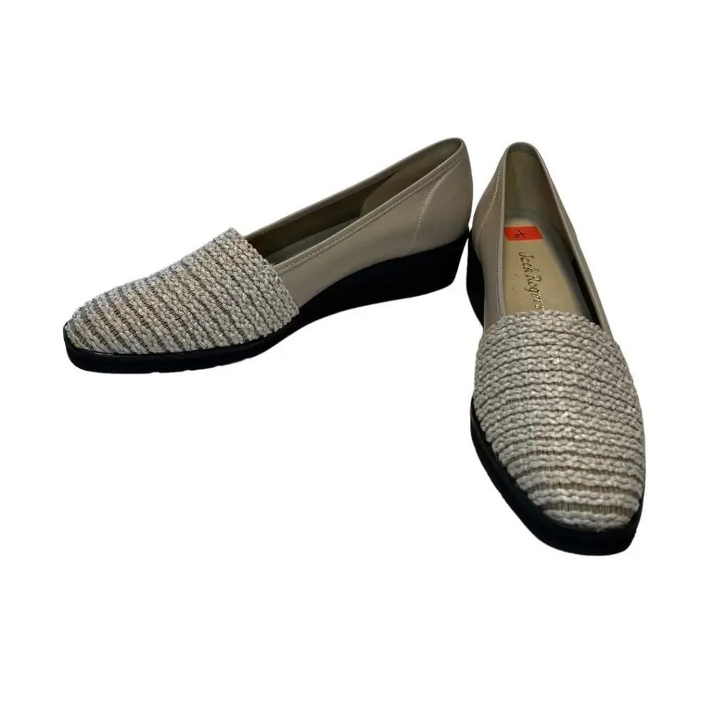 Jack Rogers Woven Fabric Toe Slip On Wedge Heel Shoe Size 8.5N